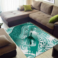 Personalised New Zealand Aotearoa Darts Masters Area Rug Maori Art Tattoo with Tribal Dart Symbol Teal Color - Polynesian Pride