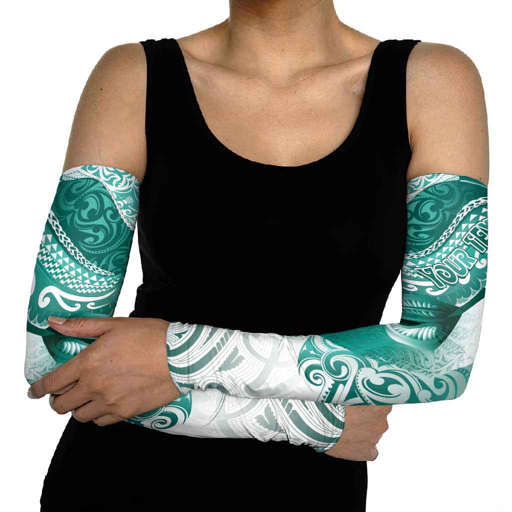 Personalised New Zealand Aotearoa Darts Masters Arm Sleeves Maori Art Tattoo with Tribal Dart Symbol Teal Color - Polynesian Pride