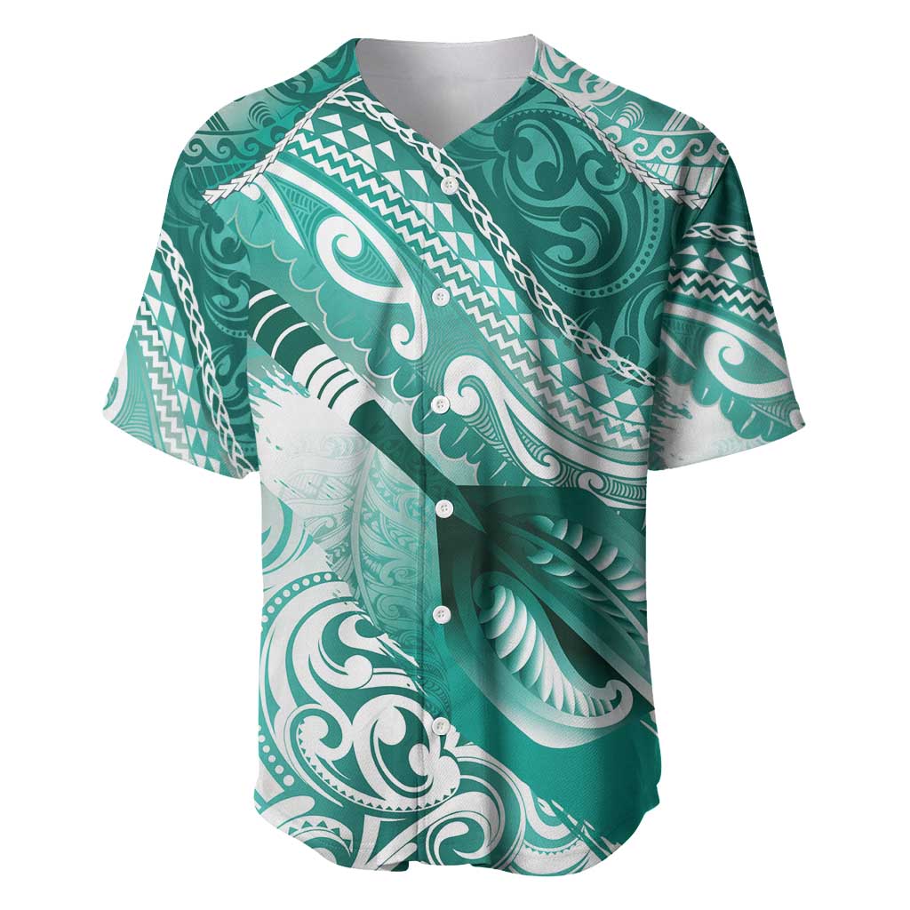 Personalised New Zealand Aotearoa Darts Masters Baseball Jersey Maori Art Tattoo with Tribal Dart Symbol Teal Color LT03 Teal - Polynesian Pride