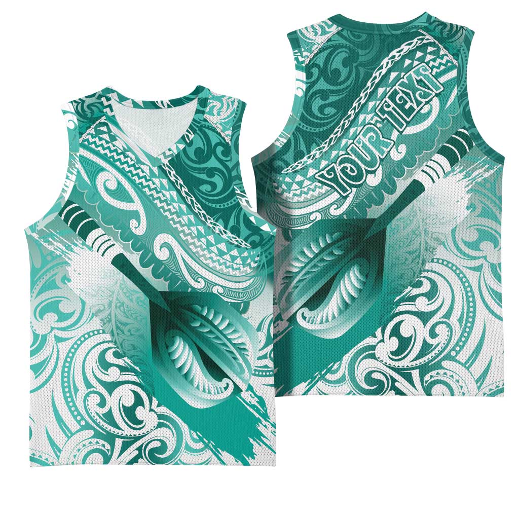 Personalised New Zealand Aotearoa Darts Masters Basketball Jersey Maori Art Tattoo with Tribal Dart Symbol Teal Color LT03 - Polynesian Pride