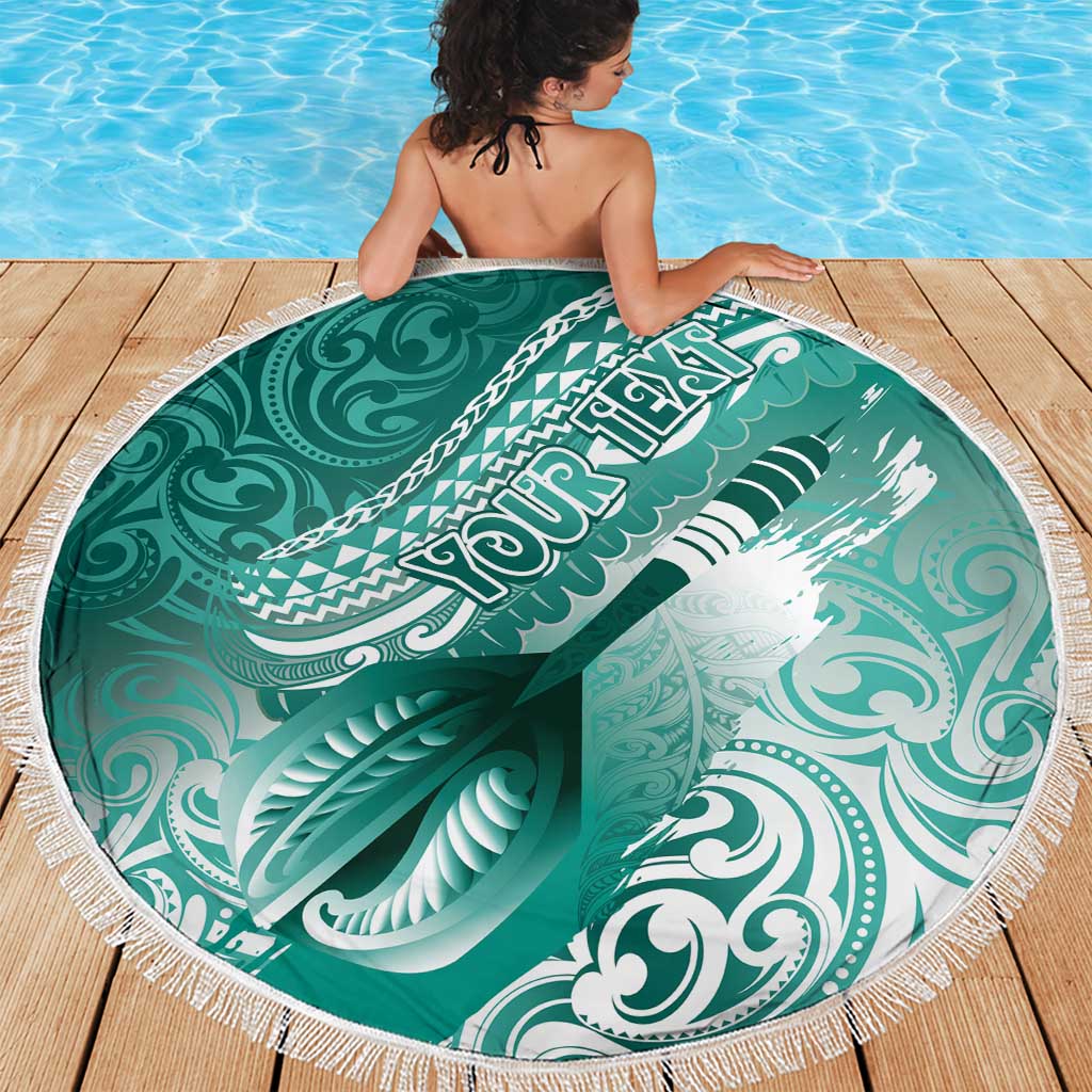 Personalised New Zealand Aotearoa Darts Masters Beach Blanket Maori Art Tattoo with Tribal Dart Symbol Teal Color - Polynesian Pride