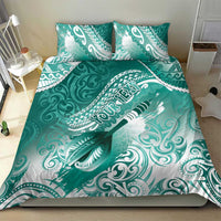 Personalised New Zealand Aotearoa Darts Masters Bedding Set Maori Art Tattoo with Tribal Dart Symbol Teal Color - Polynesian Pride