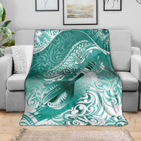 Personalised New Zealand Aotearoa Darts Masters Blanket Maori Art Tattoo with Tribal Dart Symbol Teal Color - Polynesian Pride