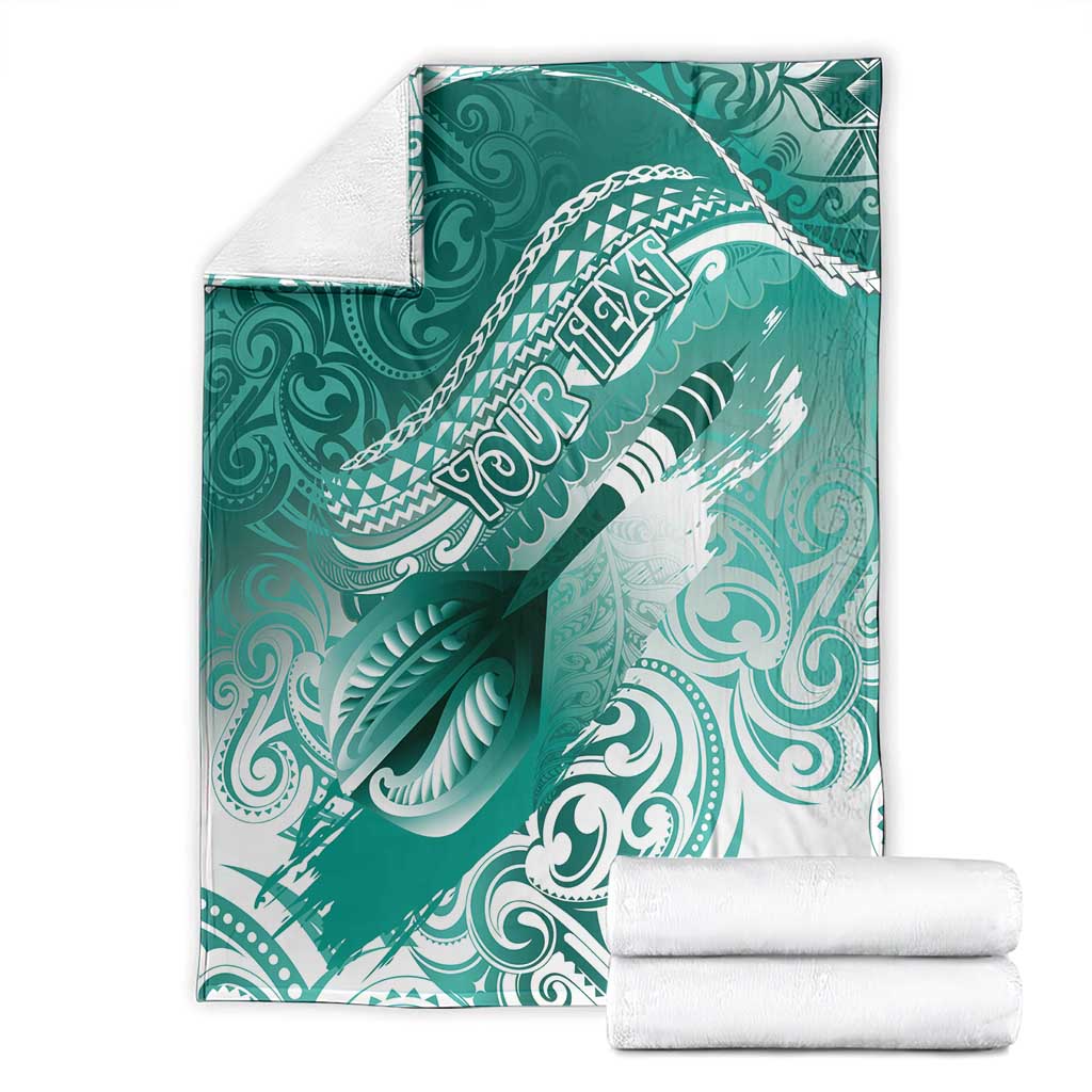Personalised New Zealand Aotearoa Darts Masters Blanket Maori Art Tattoo with Tribal Dart Symbol Teal Color - Polynesian Pride