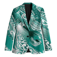 Personalised New Zealand Aotearoa Darts Masters Blazer Maori Art Tattoo with Tribal Dart Symbol Teal Color LT03 Unisex Teal - Polynesian Pride