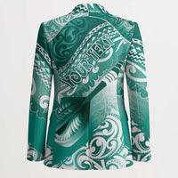 Personalised New Zealand Aotearoa Darts Masters Blazer Maori Art Tattoo with Tribal Dart Symbol Teal Color LT03 - Polynesian Pride