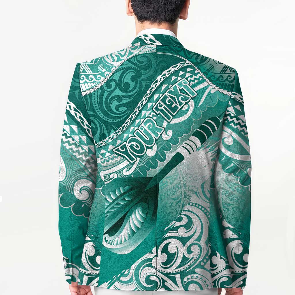 Personalised New Zealand Aotearoa Darts Masters Blazer Maori Art Tattoo with Tribal Dart Symbol Teal Color LT03 - Polynesian Pride