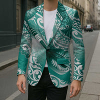 Personalised New Zealand Aotearoa Darts Masters Blazer Maori Art Tattoo with Tribal Dart Symbol Teal Color LT03 - Polynesian Pride