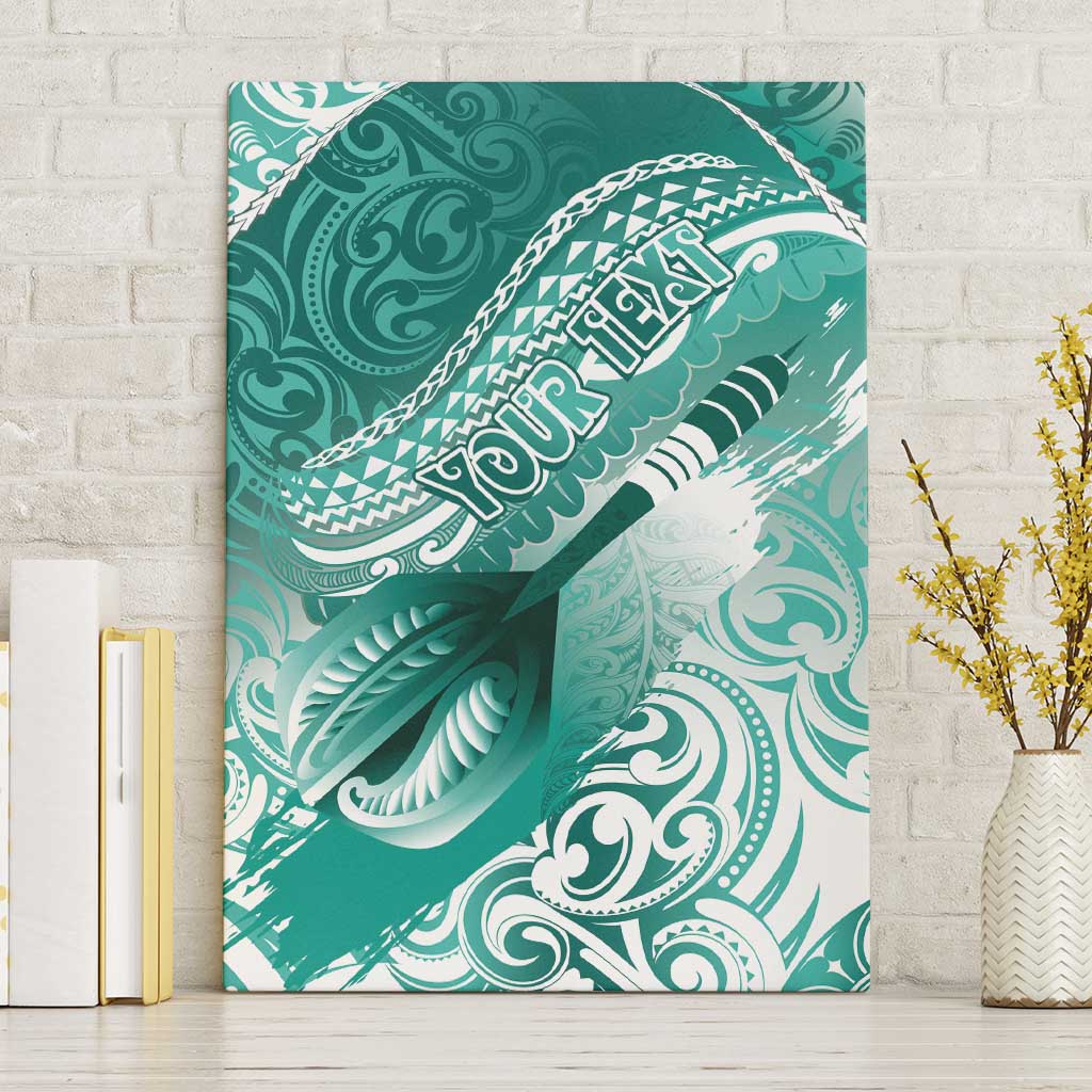 Personalised New Zealand Aotearoa Darts Masters Canvas Wall Art Maori Art Tattoo with Tribal Dart Symbol Teal Color LT03 Without Frame Teal - Polynesian Pride