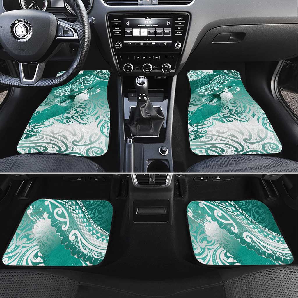 Personalised New Zealand Aotearoa Darts Masters Car Mats Maori Art Tattoo with Tribal Dart Symbol Teal Color - Polynesian Pride
