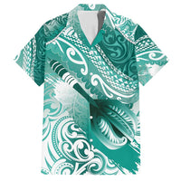Personalised New Zealand Aotearoa Darts Masters Family Matching Long Sleeve Bodycon Dress and Hawaiian Shirt Maori Art Tattoo with Tribal Dart Symbol Teal Color LT03 Dad's Shirt - Short Sleeve Teal - Polynesian Pride