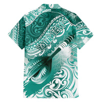 Personalised New Zealand Aotearoa Darts Masters Family Matching Long Sleeve Bodycon Dress and Hawaiian Shirt Maori Art Tattoo with Tribal Dart Symbol Teal Color LT03 - Polynesian Pride