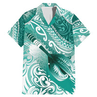 Personalised New Zealand Aotearoa Darts Masters Family Matching Mermaid Dress and Hawaiian Shirt Maori Art Tattoo with Tribal Dart Symbol Teal Color LT03 Dad's Shirt - Short Sleeve Teal - Polynesian Pride