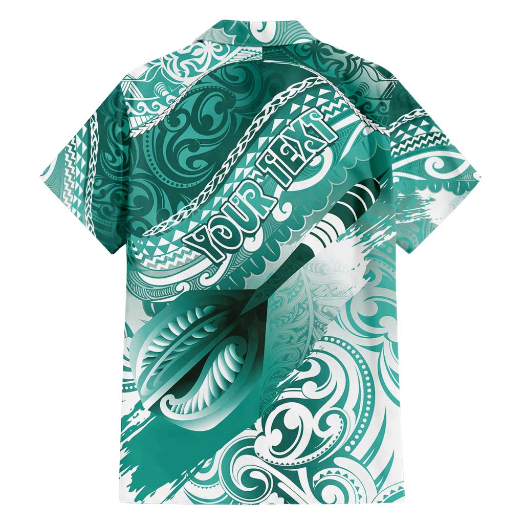 Personalised New Zealand Aotearoa Darts Masters Family Matching Off Shoulder Short Dress and Hawaiian Shirt Maori Art Tattoo with Tribal Dart Symbol Teal Color - Polynesian Pride