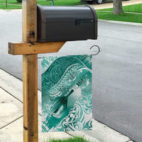 Personalised New Zealand Aotearoa Darts Masters Garden Flag Maori Art Tattoo with Tribal Dart Symbol Teal Color - Polynesian Pride