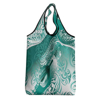Personalised New Zealand Aotearoa Darts Masters Grocery Bag Maori Art Tattoo with Tribal Dart Symbol Teal Color - Polynesian Pride