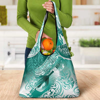 Personalised New Zealand Aotearoa Darts Masters Grocery Bag Maori Art Tattoo with Tribal Dart Symbol Teal Color - Polynesian Pride