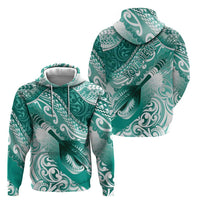 Personalised New Zealand Aotearoa Darts Masters Hoodie Maori Art Tattoo with Tribal Dart Symbol Teal Color - Polynesian Pride