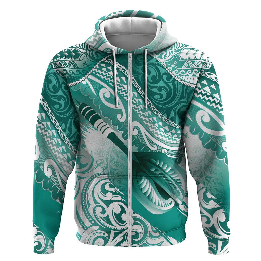 Personalised New Zealand Aotearoa Darts Masters Hoodie Maori Art Tattoo with Tribal Dart Symbol Teal Color - Polynesian Pride