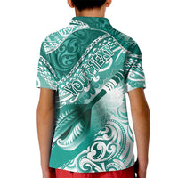 Personalised New Zealand Aotearoa Darts Masters Kid Polo Shirt Maori Art Tattoo with Tribal Dart Symbol Teal Color - Polynesian Pride