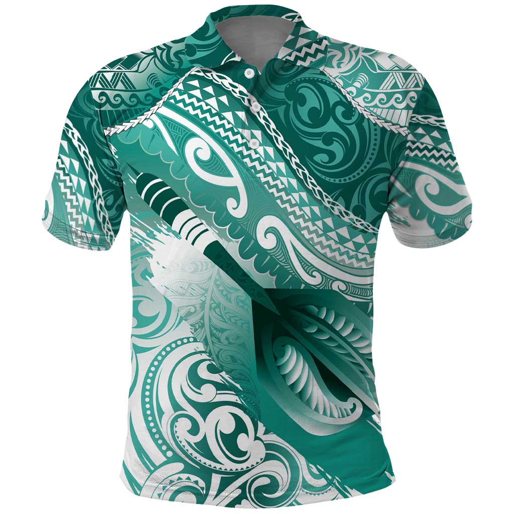 Personalised New Zealand Aotearoa Darts Masters Polo Shirt Maori Art Tattoo with Tribal Dart Symbol Teal Color - Polynesian Pride