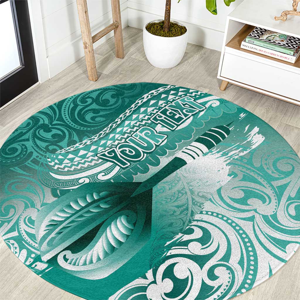 Personalised New Zealand Aotearoa Darts Masters Round Carpet Maori Art Tattoo with Tribal Dart Symbol Teal Color - Polynesian Pride