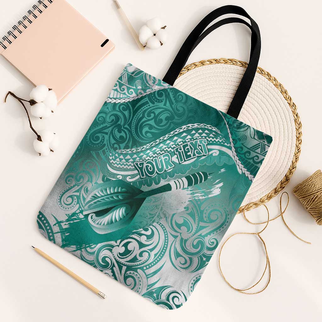 Personalised New Zealand Aotearoa Darts Masters Tote Bag Maori Art Tattoo with Tribal Dart Symbol Teal Color - Polynesian Pride
