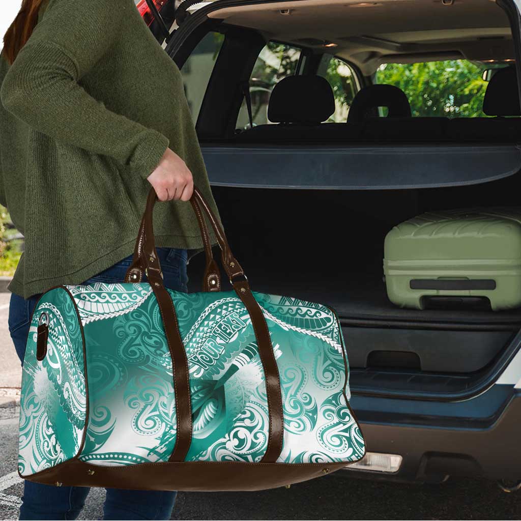 Personalised New Zealand Aotearoa Darts Masters Travel Bag Maori Art Tattoo with Tribal Dart Symbol Teal Color - Polynesian Pride