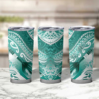 Personalised New Zealand Aotearoa Darts Masters Tumbler Cup Maori Art Tattoo with Tribal Dart Symbol Teal Color - Polynesian Pride