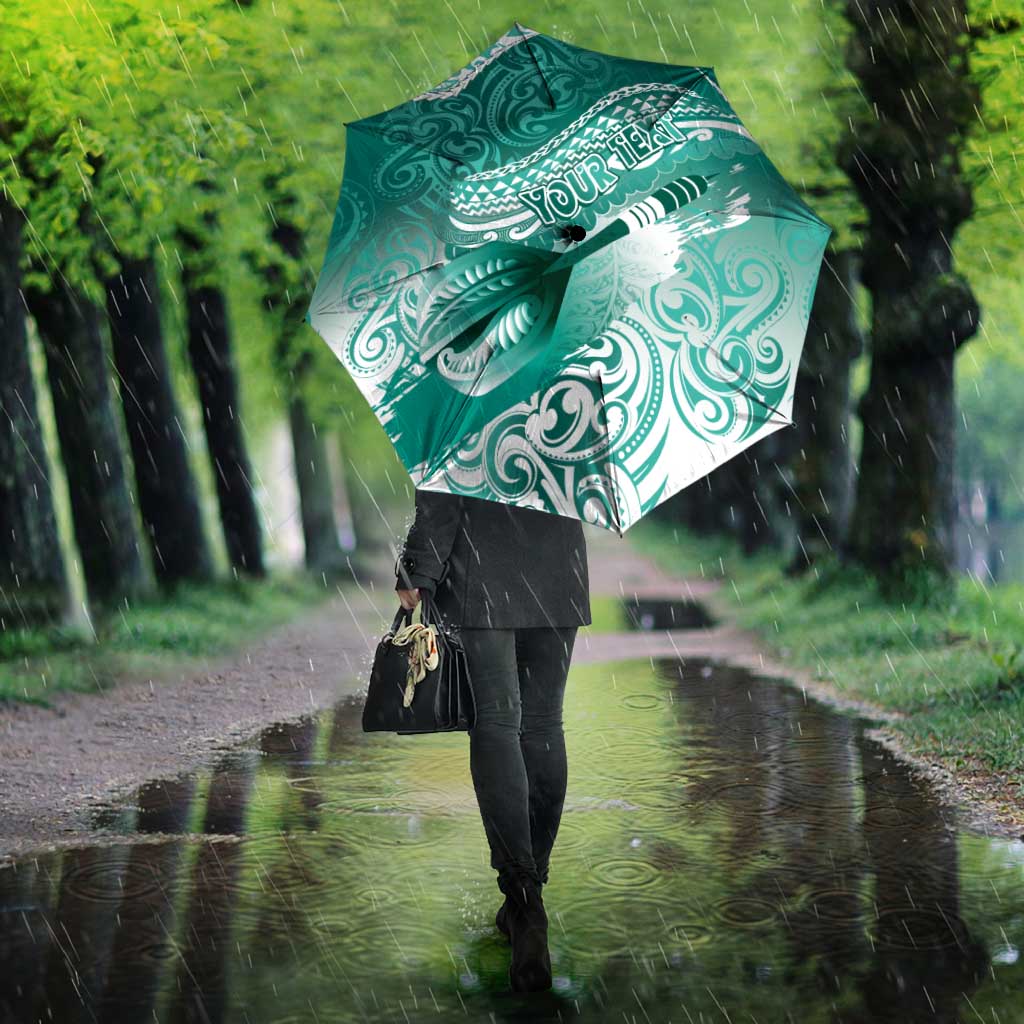 Personalised New Zealand Aotearoa Darts Masters Umbrella Maori Art Tattoo with Tribal Dart Symbol Teal Color - Polynesian Pride