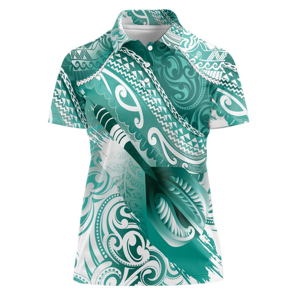 Personalised New Zealand Aotearoa Darts Masters Women Polo Shirt Maori Art Tattoo with Tribal Dart Symbol Teal Color - Polynesian Pride