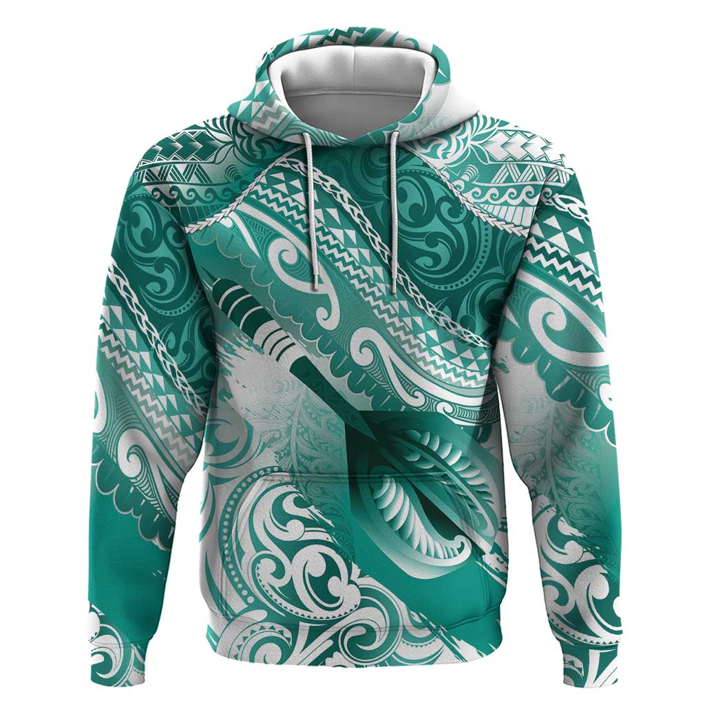 Personalised New Zealand Aotearoa Darts Masters Zip Hoodie Maori Art Tattoo with Tribal Dart Symbol Teal Color - Polynesian Pride