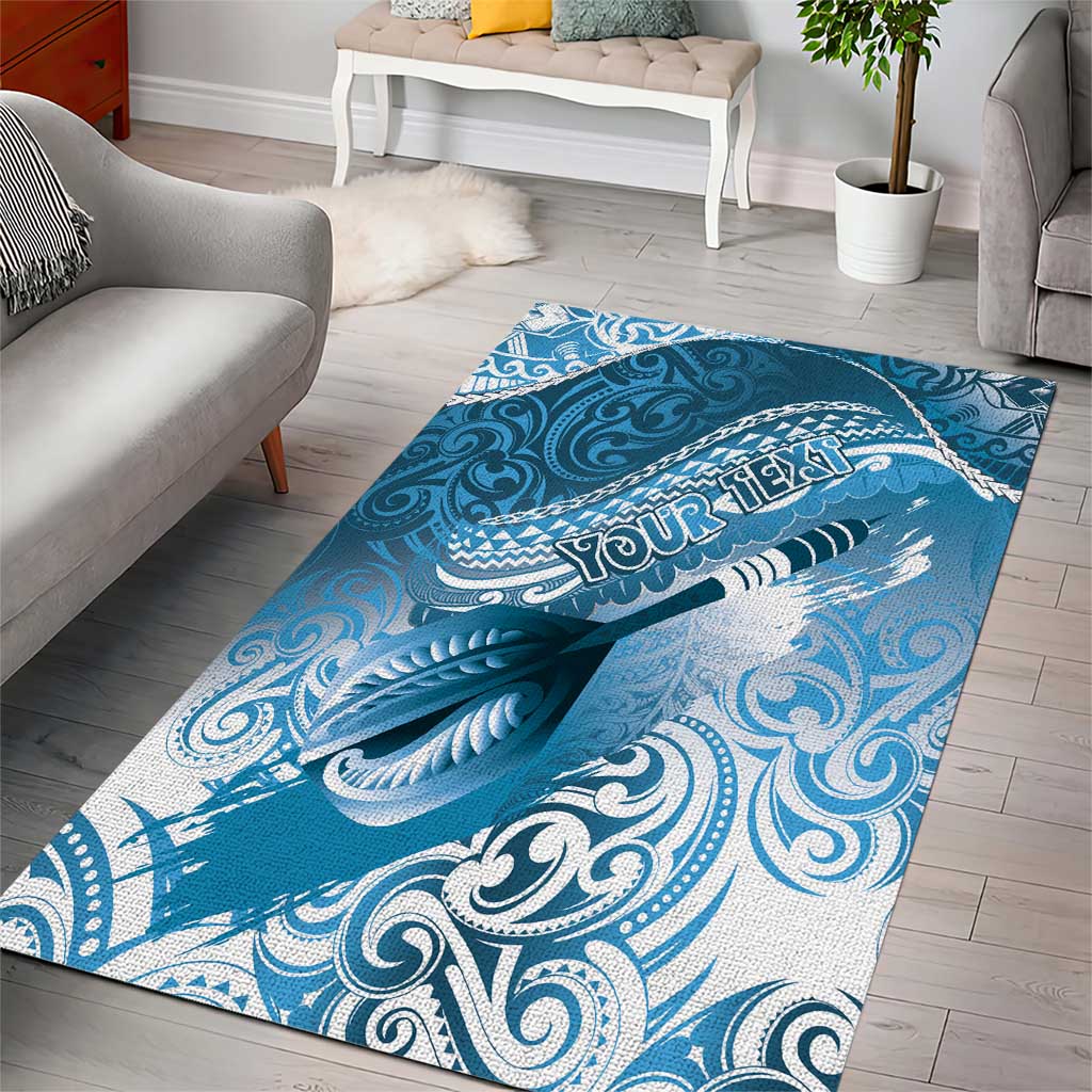 Personalised New Zealand Aotearoa Darts Masters Area Rug Maori Art Tattoo with Tribal Dart Symbol Blue - Polynesian Pride