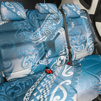 Personalised New Zealand Aotearoa Darts Masters Back Car Seat Cover Maori Art Tattoo with Tribal Dart Symbol Blue - Polynesian Pride