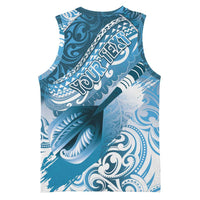 Personalised New Zealand Aotearoa Darts Masters Basketball Jersey Maori Art Tattoo with Tribal Dart Symbol Blue - Polynesian Pride