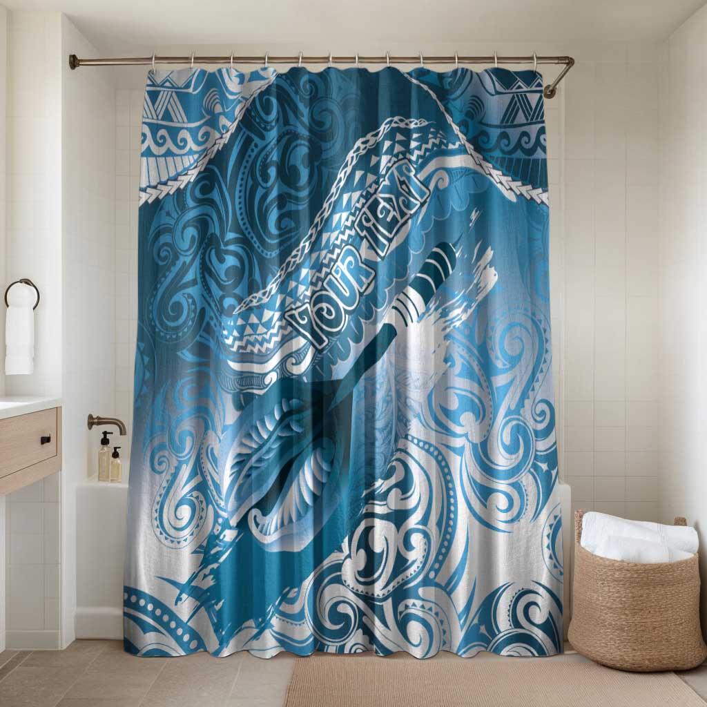 Personalised New Zealand Aotearoa Darts Masters Bathroom Set Maori Art Tattoo with Tribal Dart Symbol Blue - Polynesian Pride