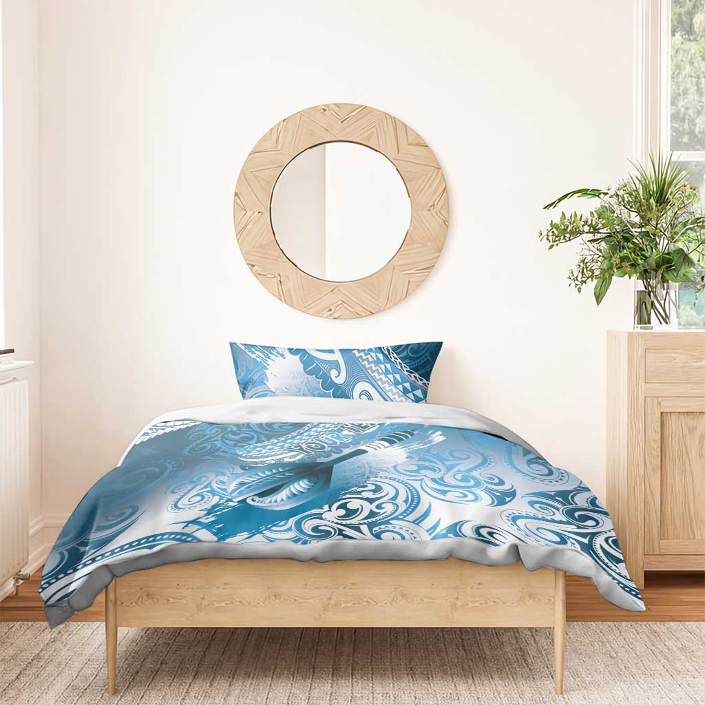 Personalised New Zealand Aotearoa Darts Masters Bedding Set Maori Art Tattoo with Tribal Dart Symbol Blue - Polynesian Pride