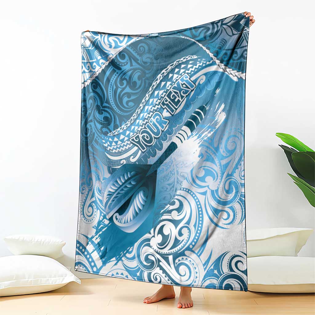 Personalised New Zealand Aotearoa Darts Masters Blanket Maori Art Tattoo with Tribal Dart Symbol Blue - Polynesian Pride