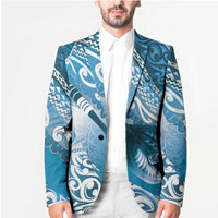 Personalised New Zealand Aotearoa Darts Masters Blazer Maori Art Tattoo with Tribal Dart Symbol Blue - Polynesian Pride