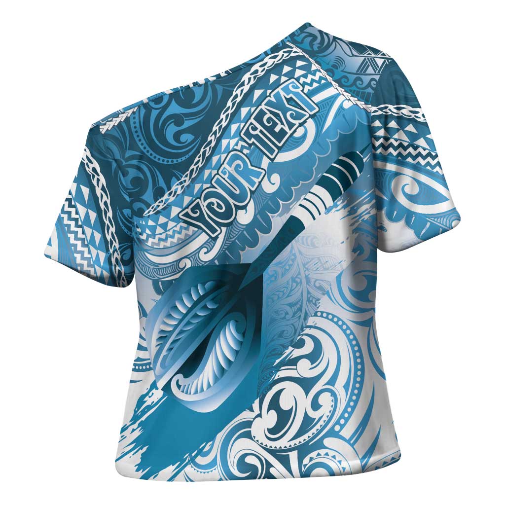 Personalised New Zealand Aotearoa Darts Masters Cross Shoulder Shirt Maori Art Tattoo with Tribal Dart Symbol Blue - Polynesian Pride