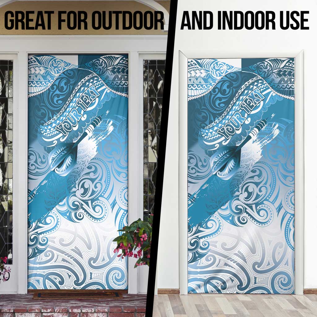Personalised New Zealand Aotearoa Darts Masters Door Cover Maori Art Tattoo with Tribal Dart Symbol Blue - Polynesian Pride