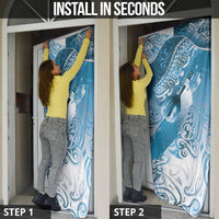 Personalised New Zealand Aotearoa Darts Masters Door Cover Maori Art Tattoo with Tribal Dart Symbol Blue - Polynesian Pride