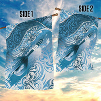 Personalised New Zealand Aotearoa Darts Masters Garden Flag Maori Art Tattoo with Tribal Dart Symbol Blue - Polynesian Pride