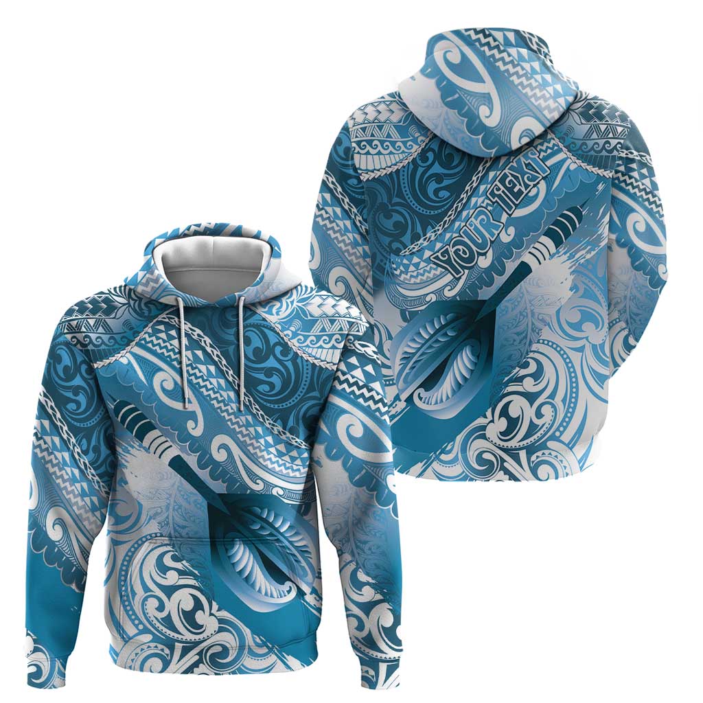 Personalised New Zealand Aotearoa Darts Masters Hoodie Maori Art Tattoo with Tribal Dart Symbol Blue - Polynesian Pride