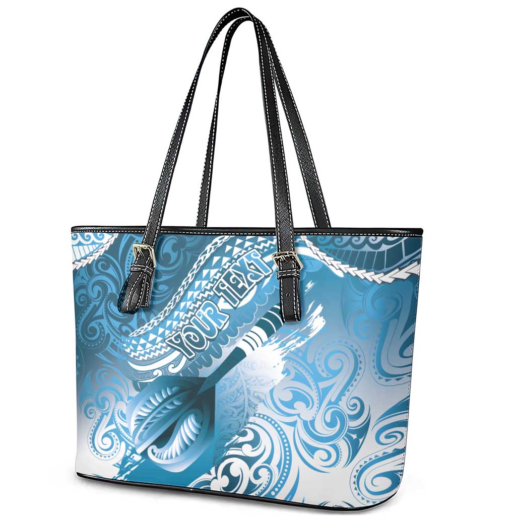 Personalised New Zealand Aotearoa Darts Masters Leather Tote Bag Maori Art Tattoo with Tribal Dart Symbol Blue - Polynesian Pride