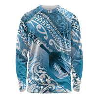 Personalised New Zealand Aotearoa Darts Masters Long Sleeve Shirt Maori Art Tattoo with Tribal Dart Symbol Blue - Polynesian Pride