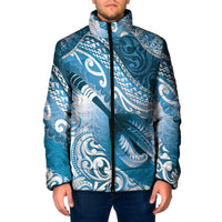 Personalised New Zealand Aotearoa Darts Masters Padded Jacket Maori Art Tattoo with Tribal Dart Symbol Blue - Polynesian Pride