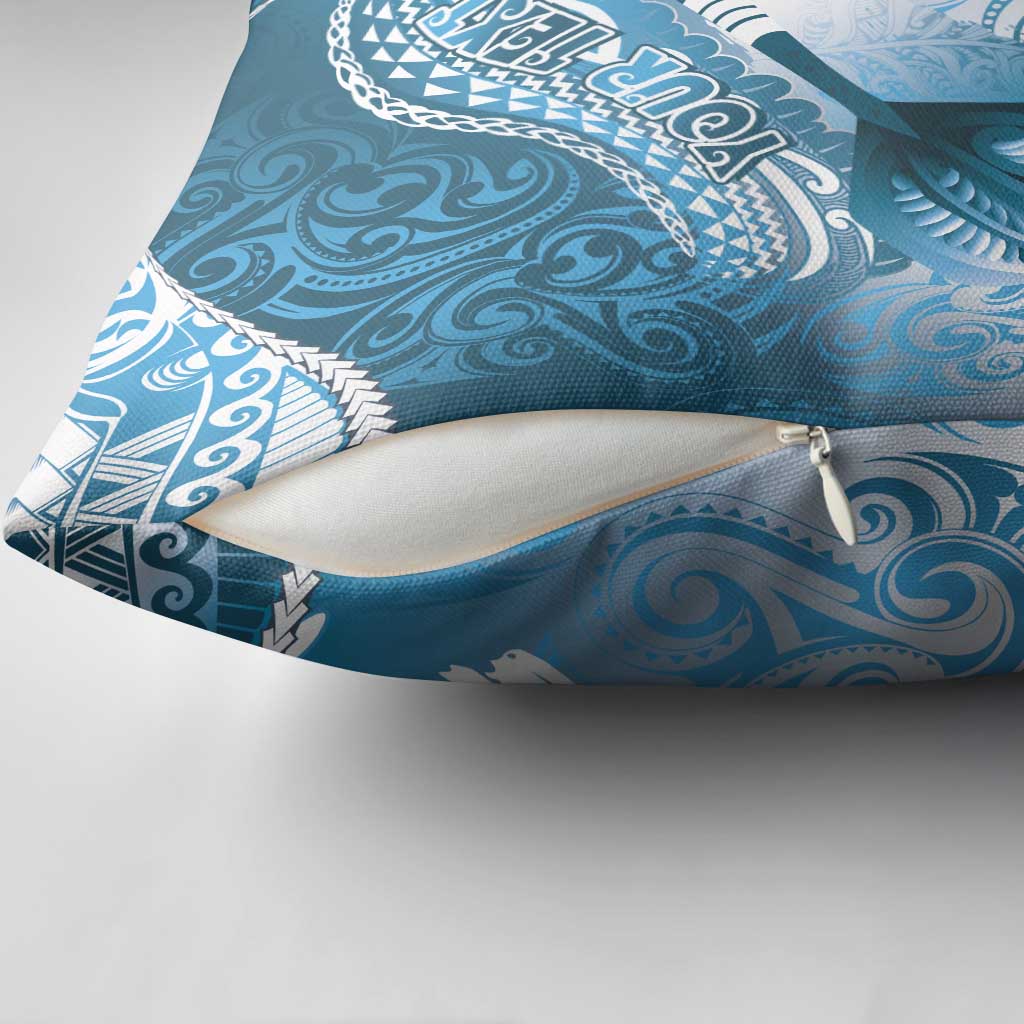 Personalised New Zealand Aotearoa Darts Masters Pillow Cover Maori Art Tattoo with Tribal Dart Symbol Blue - Polynesian Pride