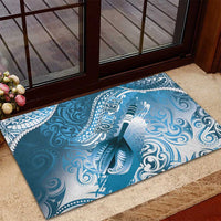 Personalised New Zealand Aotearoa Darts Masters Rubber Doormat Maori Art Tattoo with Tribal Dart Symbol Blue - Polynesian Pride