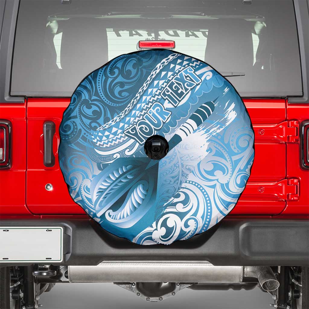 Personalised New Zealand Aotearoa Darts Masters Spare Tire Cover Maori Art Tattoo with Tribal Dart Symbol Blue - Polynesian Pride